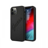 Husa iPhone 12 Pro Max Guess Saffiano Vintage Script Negru