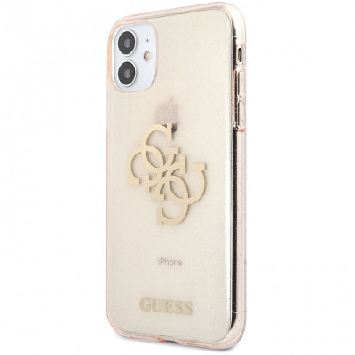 Husa Piele Guess Big 4G Full Glitter pentru Apple iPhone 11, Aurie GUHCN61PCUGL4GGO foto