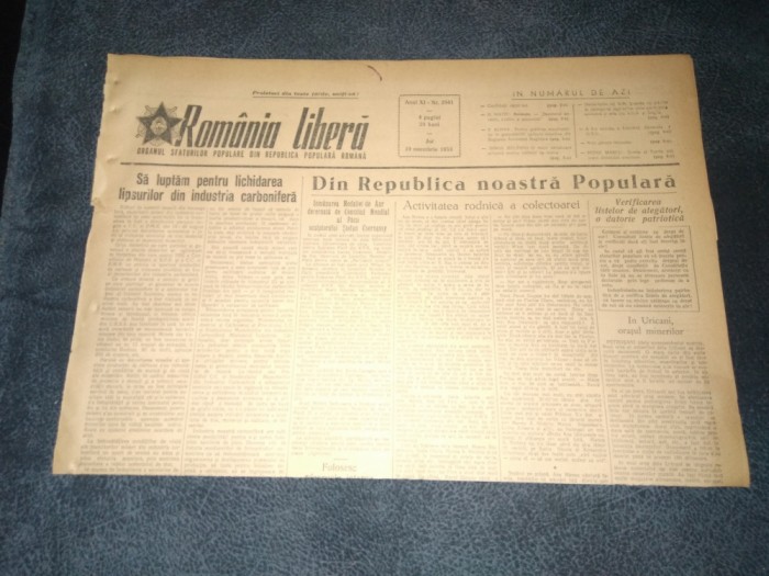 ZIARUL ROMANIA LIBERA 19 NOIEMBRIE 1953