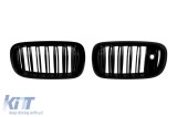 GRILE DUBLE RIBBONATE VOPSITE IN NEGRU POTRIVITE PENTRU BMW X5 F15, X6 F16 2013-2018 CU DESCHIDERE PENTRU VIZIUNE NOCTURNA Performance AutoTuning