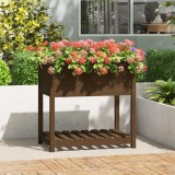Cumpara ieftin Jardinieră cu raft, maro miere, 82,5x54x81 cm, lemn masiv pin