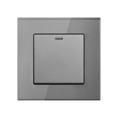 Intrerupator Cap Scara Cu Panou Din Sticla Securizata Techstar&reg; TGS 01, 220V, 16A, 86 X 86 Mm, Gri, cu 1 Modul