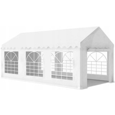 Pavilion de gradina profesional, cu cadru otel 38 mm, acoperis impermeabil 450g/m2, 6x3x2,8 m, alb Household NewTrend