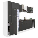 Mobilier Bucatarie Leziter Yorki 300 Alb Antracit 300cm Modular Blat 38mm Placa Laminata