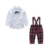 Costum elegant cu salopeta in carouri rosii (Marime Disponibila: 9-12 luni, Superbaby