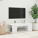 VidaXL Comodă TV cu lumini LED, alb, 90x39x30 cm