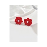 Cumpara ieftin Cercei Floare Rosie, Camellia - 414349