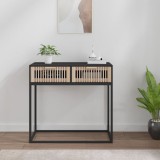 Cumpara ieftin Masă consolă, negru, 80x30x75 cm, lemn prelucrat și fier