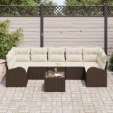 VidaXL Set de canapele pentru grădină 8 pcs Maro, Crem 55 x 55 x 37 cm