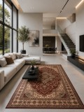Covor Lotos 15082-210, Marime 160 x 230 cm, Crem,Grena, Inaltime Fir 8 mm, Antialergic, Polipropilena, Living, Dormitor, Sufragerie, Birou