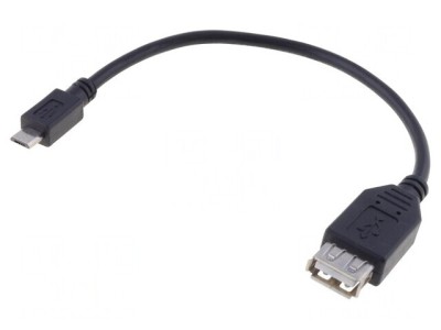 Cablu OTG USB 2.0 A la Micro B 0.2m Negru foto