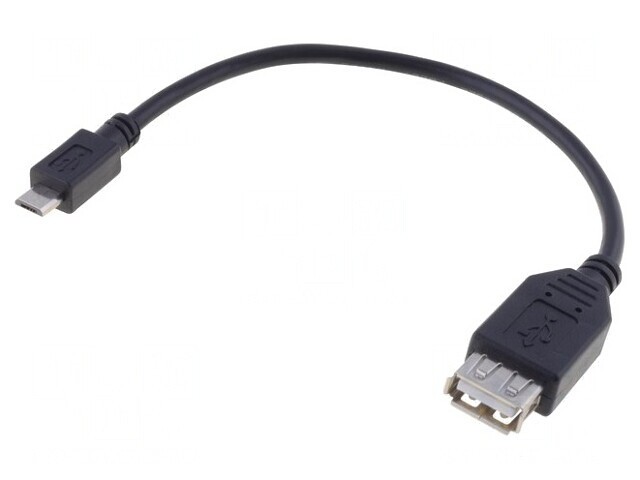 Cablu OTG USB 2.0 A la Micro B 0.2m Negru