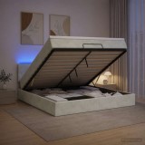 Cumpara ieftin Pat Ottoman cu Saltea si LED Gri deschis 160 x 200 cm Catifea