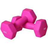 SPORTNOW Set de 2 gantere hexagonale cu m&acirc;ner antiderapant pentru antrenament acasă, 2 x 3 kg, roz | Aosom Romania