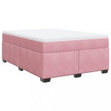Cumpara ieftin Pat box spring cu saltea, roz, 140x200 cm, catifea
