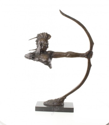 Razboinic Mohawk cu arcul-statueta moderna din bronz YY-105 foto