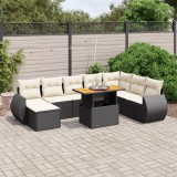 Cumpara ieftin Gossi set mobilier de gradina cu perne, 9 piese, negru, poliratan