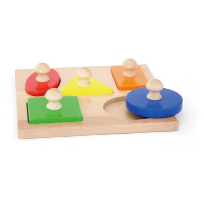 Puzzle Montessori cu maner, Forme geometrice, Viga foto