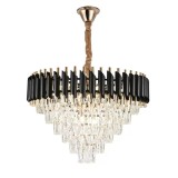 Candelabru Cristal VERSAILLES Magno 8xE27, Diametru 60cm, Auriu Lucios si Negru, Inaltime Reglabila ModernLight Concept