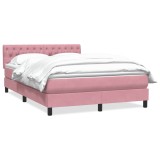 Cumpara ieftin Pat box spring cu saltea, roz, 160x210 cm, catifea