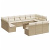Set canapele de gradina, 14 piese, cu perne, bej, poliratan