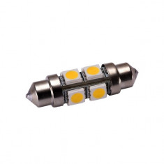 Bec 8 LED SMD SOFIT 36MM 5050 12V ALBA CALDA 3000K 360° Cod: PT51 Automotive TrustedCars