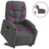Cumpara ieftin Fotoliu electric masaj rabatabil cu ridicare, gri inchis textil