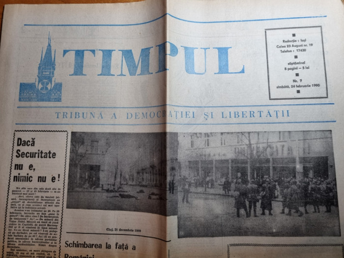 ziarul timpul 24 februarie 1990-foto cluj,24 decembrie 1989