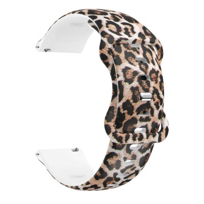 Curea silicon compatibila Galaxy Watch 6|Watch 5|Watch 4|Huawei Watch GT 3 42mm|GT 3 Pro 43mm|GT 2 42mm, White Leopard foto