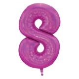 Balon Petrecere, Model Nr. 8, Fucsia Holografic, 60cm, Aluminiu