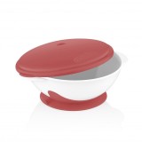 Castron Bebe BabyJem Roz cu Ventuza si Capac, Plastic, 15cm, 6 Luni+