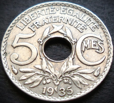 Moneda istorica 5 CENTIMES - FRANTA, anul 1935 * cod 2629 = excelenta foto