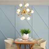 Lustra moderna aurie Auriemma 78x107 cm, 12x G9, design atomic cu globuri