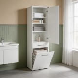 Dulap Baie cu cos de rufe Adore Diamond Maxi, Usa reversibila, Alb Lucios, 52x187x38 cm