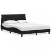 VidaXL Pat cu saltea, Hanko, negru, 140x190 cm, textil 3310526