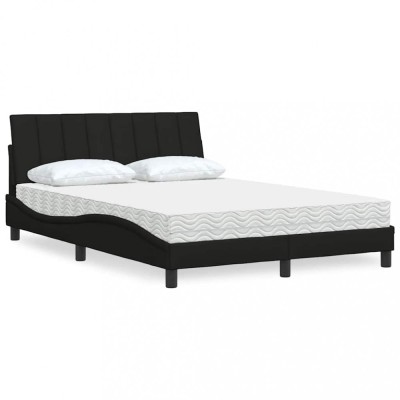 vidaXL Pat cu saltea, Hanko, negru, 140x190 cm, textil 3310526 foto