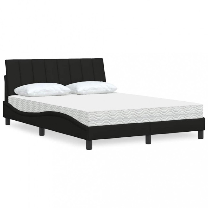 vidaXL Pat cu saltea, Hanko, negru, 140x190 cm, textil 3310526