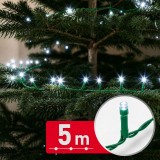 Instalație de Crăciun LED Phenom, 100 LED-uri alb rece, 8 jocuri lumini, 5m, cablu verde, IP44