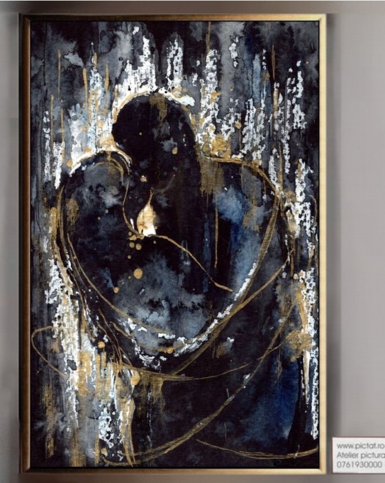 Peisaj abstract semnat tablou living, tablou decorativ, Pictura moderna 73x153cm