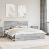 Cumpara ieftin Cadru de pat Sonoma gri 200 x 200 cm Lemn de pin masiv
