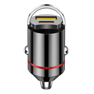 Incarcator auto 2 in 1, flippy, port usb fast charge qc3.0 si type c, pd 30w, negru foto