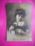 HOPCT 12171 ANUL 1912 -FELICITARE VECHE -FEMEI FRUMOASE -FRANTA -EUROPA - -ROMANTICA- -CIRCULATA