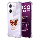 Husa antisoc pentru xiaomi poco m7 pro 5g - airbag tpu, col&Egrave;uri ranforsate- butterfly rosu