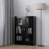 VidaXL Dulap cu vitrină, negru, 82,5x30,5x115 cm, lemn prelucrat