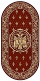 Cumpara ieftin Covor Oval Model Bisericesc Lotos 15032-210, Imprimeu cu Vultur Bicefal, Marime 80 x 150 cm, Grena, Rosu, Inaltime Fir 8 mm, Antialergic, Polipropilen