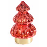Brad Craciun sticla rosie aurie cu led 12x18.5 cm