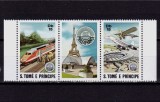 Cumpara ieftin ✅ 1982 Sao Tome-Principe " Expo.Fila. PhilexFrance '82 " , trenuri/avioane , serie +vinieta !, Michel 762/763 cota serie simpla 15 &euro; ! , MNH