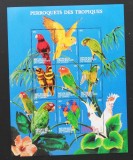 REPUBLICA DEMOCRATA CONGO-PAPAGALI-9 valori in coala mica- MNH**-RDC 100