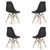 Set 4 Scaune Acerenza, Stil Scandinav cu Picioare din Lemn de Fag, Cadru Metalic, Sezut PP, Maxim 120 Kg, 46 x 54 x 82 cm, Negru