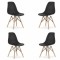 Set 4 Scaune Acerenza, Stil Scandinav cu Picioare din Lemn de Fag, Cadru Metalic, Sezut PP, Maxim 120 Kg, 46 x 54 x 82 cm, Negru